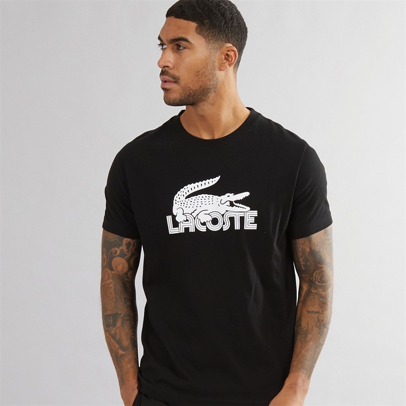 Lacoste Mens T-Shirt Black/White - Image 1