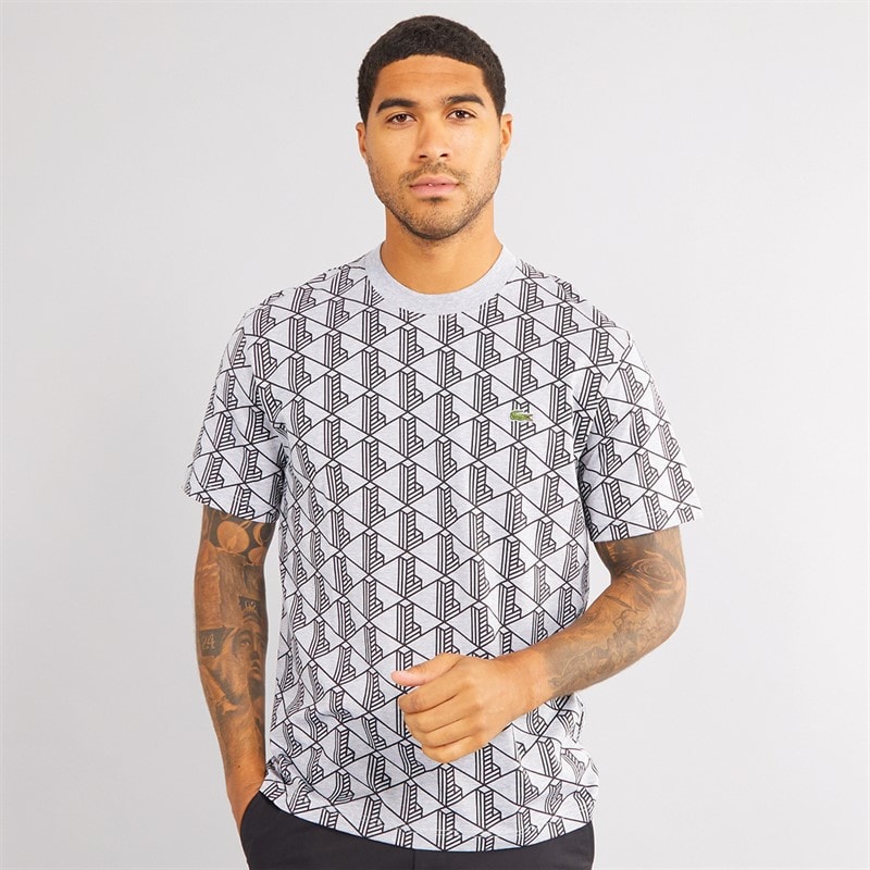 Lacoste Mens T-Shirt Silver Chine/Black - Image 1
