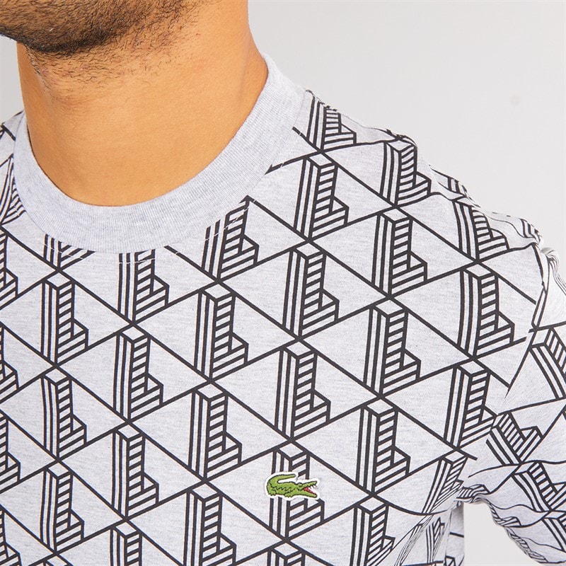 Lacoste Mens T-Shirt Silver Chine/Black - Image 3