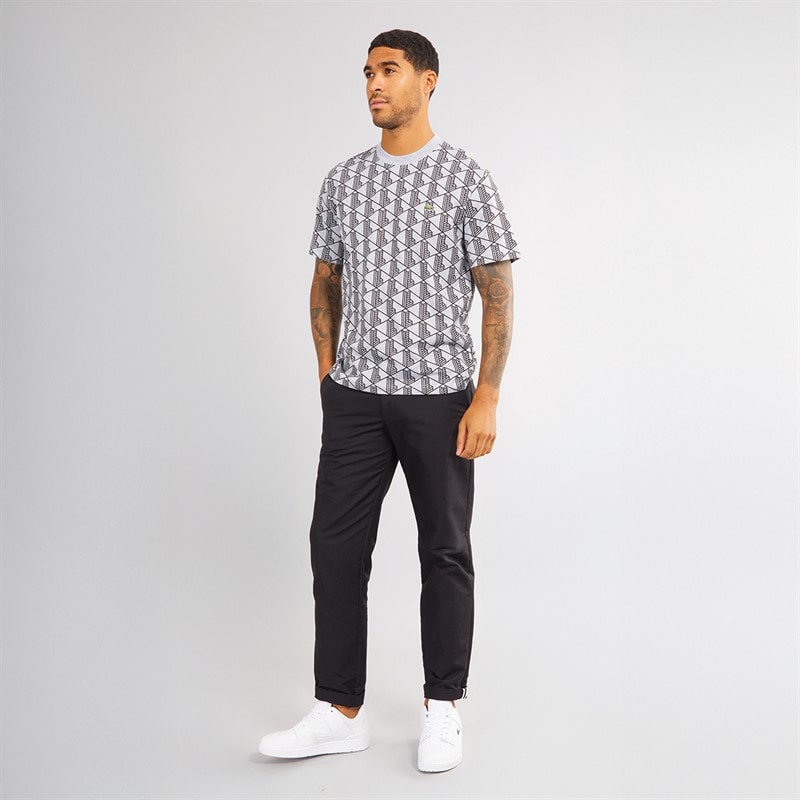 Lacoste Mens T-Shirt Silver Chine/Black - Image 4