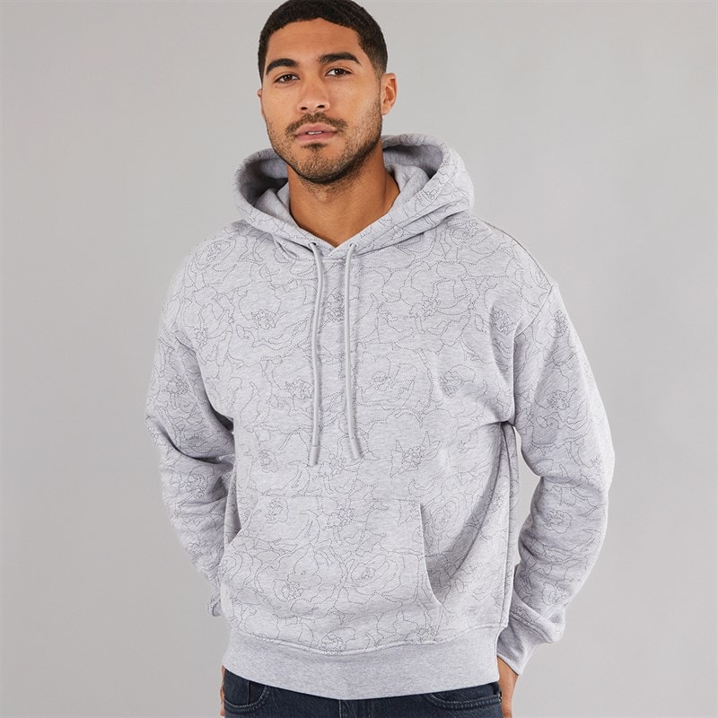Lacoste Mens Relaxed Fit Printed Hoodie Silver Chine - Image 1