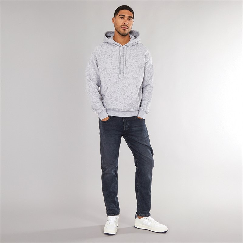 Lacoste Mens Relaxed Fit Printed Hoodie Silver Chine - Image 4