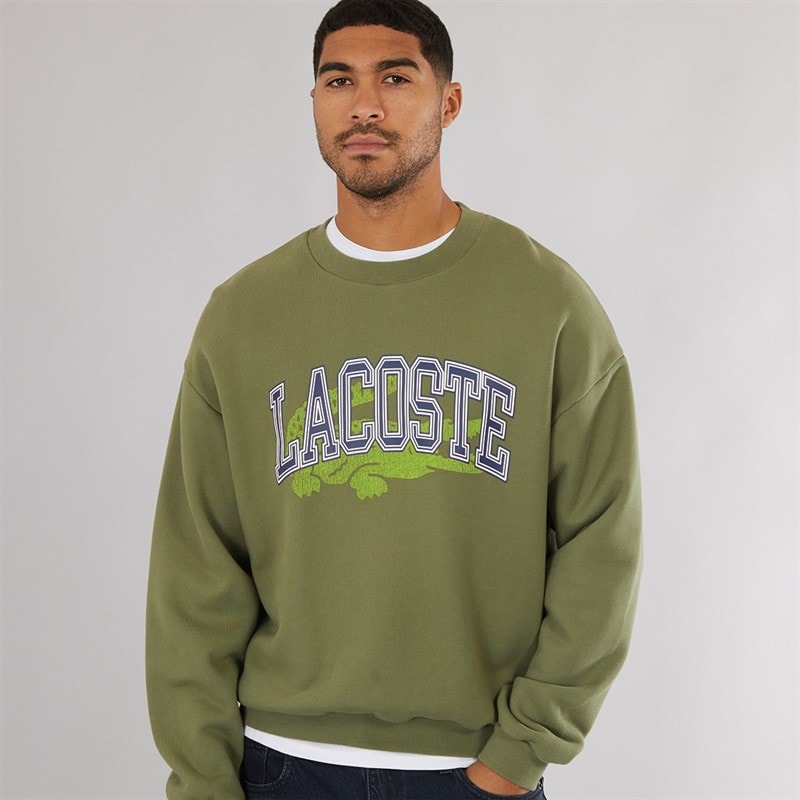 Lacoste Mens Loose Fit Fleece Sweatshirt Khaki - Image 1