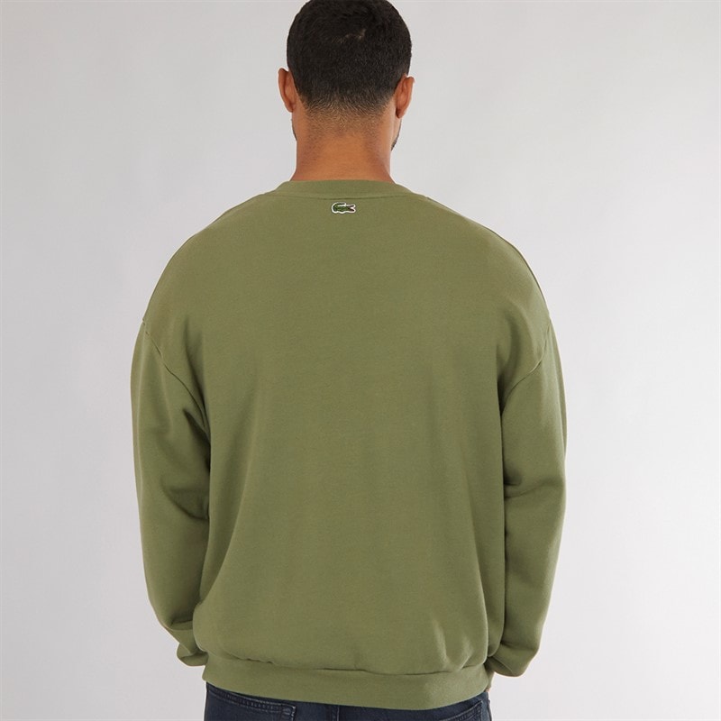 Lacoste Mens Loose Fit Fleece Sweatshirt Khaki - Image 2