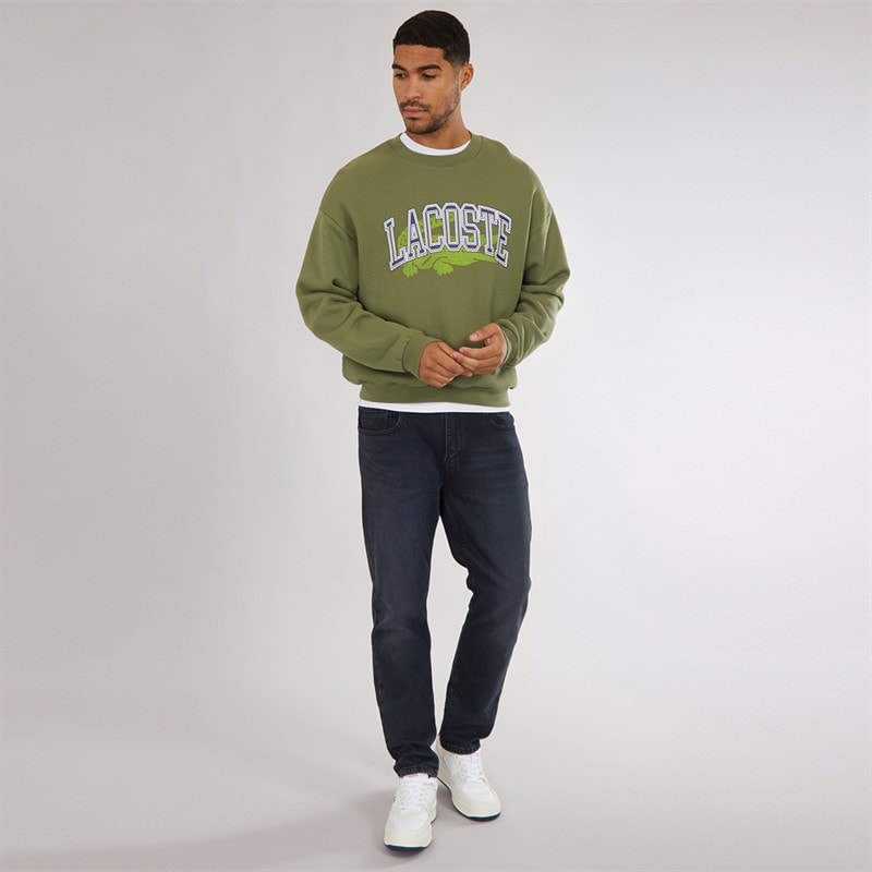 Lacoste Mens Loose Fit Fleece Sweatshirt Khaki - Image 4