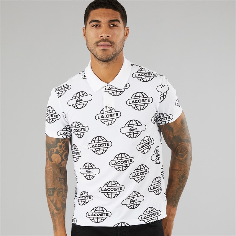 Lacoste Mens Short Sleeve Polo Shirt White/Black - Image 1