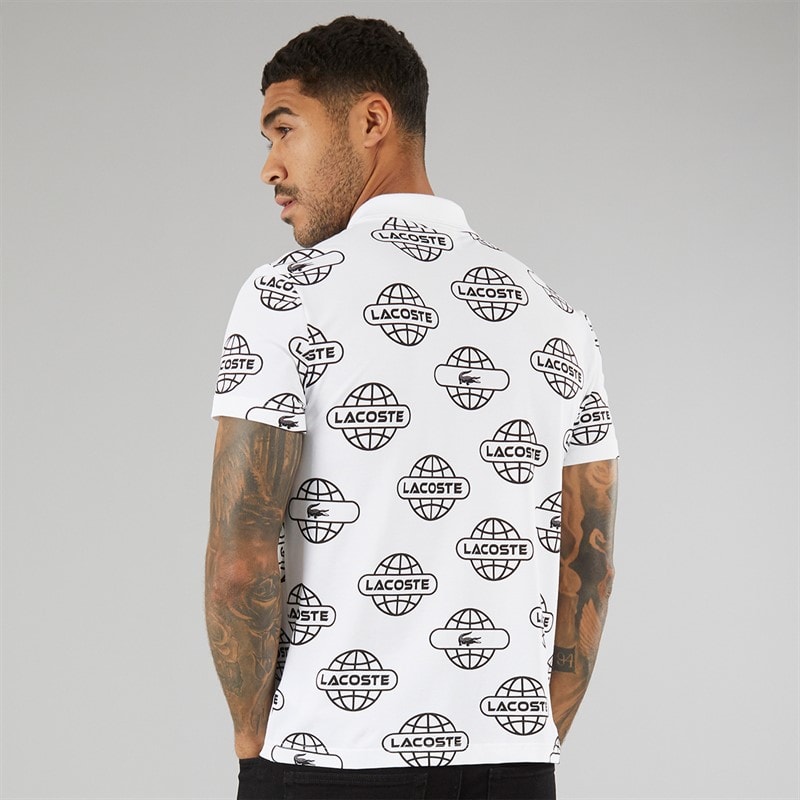 Lacoste Mens Short Sleeve Polo Shirt White/Black - Image 2
