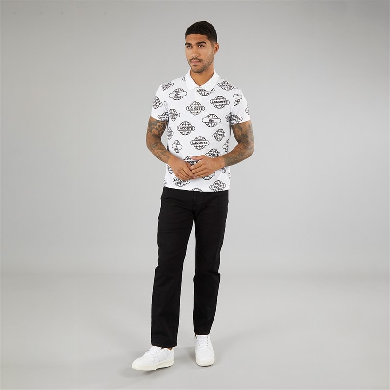 Lacoste Mens Short Sleeve Polo Shirt White/Black - Image 3