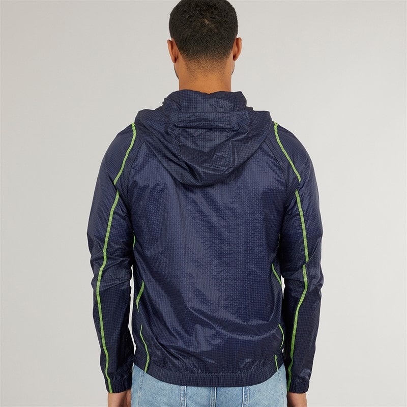 Lacoste Mens Roland Garros Windbreaker Navy Blue/Electric Yellow - Image 2