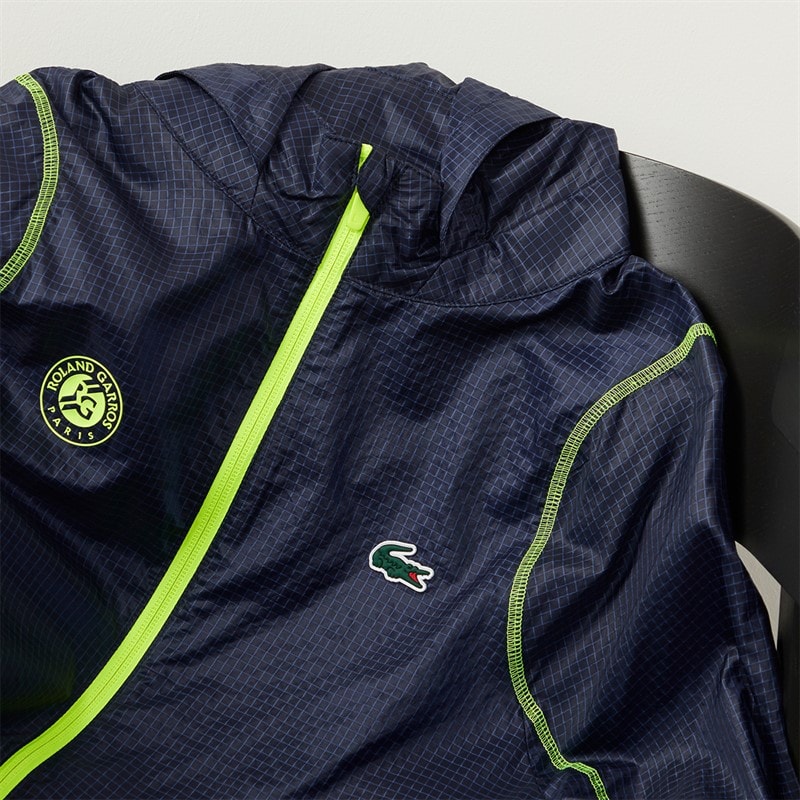 Lacoste Mens Roland Garros Windbreaker Navy Blue/Electric Yellow - Image 3