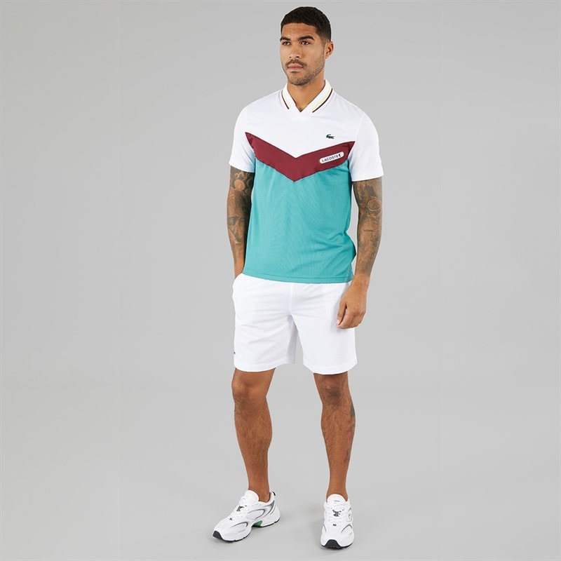 Lacoste Mens Short Sleeve Polo Shirt White/Limeira Zin Ocelle - Image 3