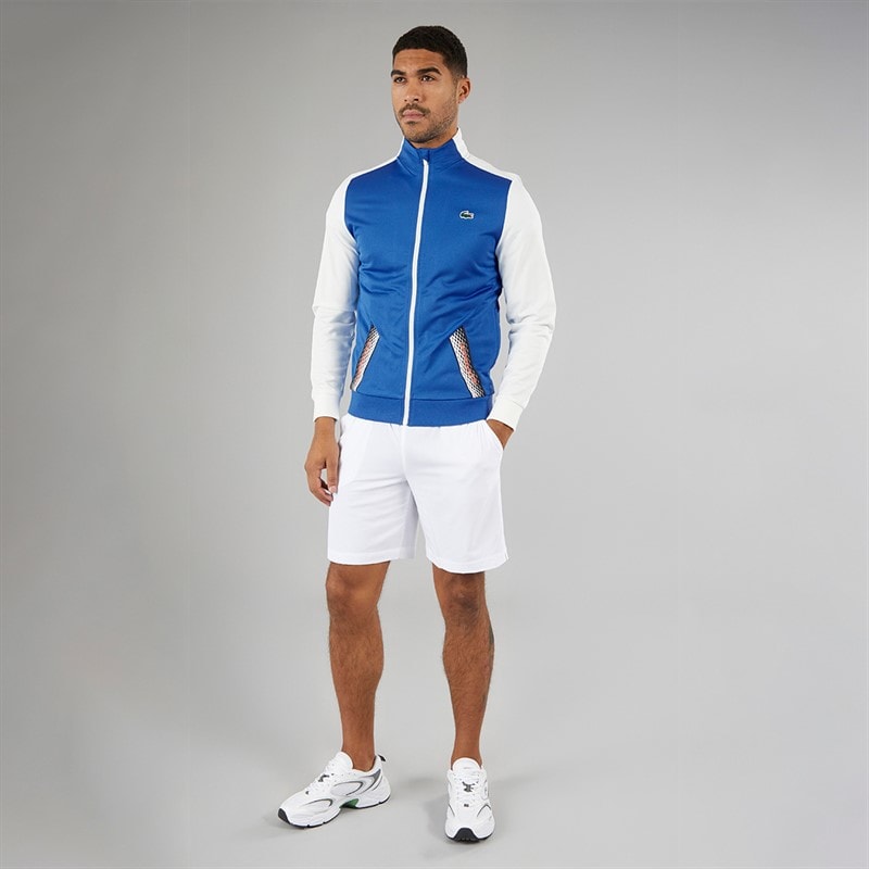 Lacoste Mens Ripstop Zip-Up Sweatshirt Kingdom/Flour - Image 4