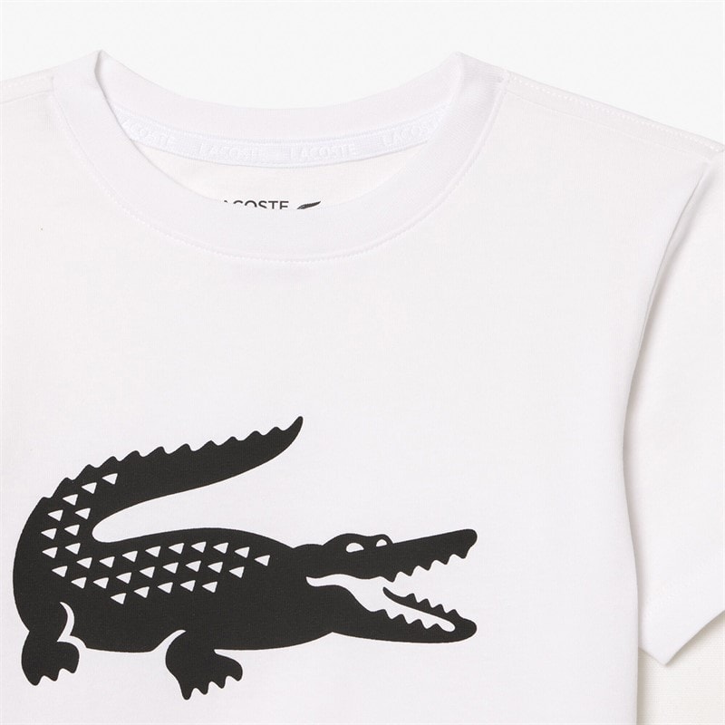 Lacoste Boys T-Shirt Blanc/Noir - Image 3