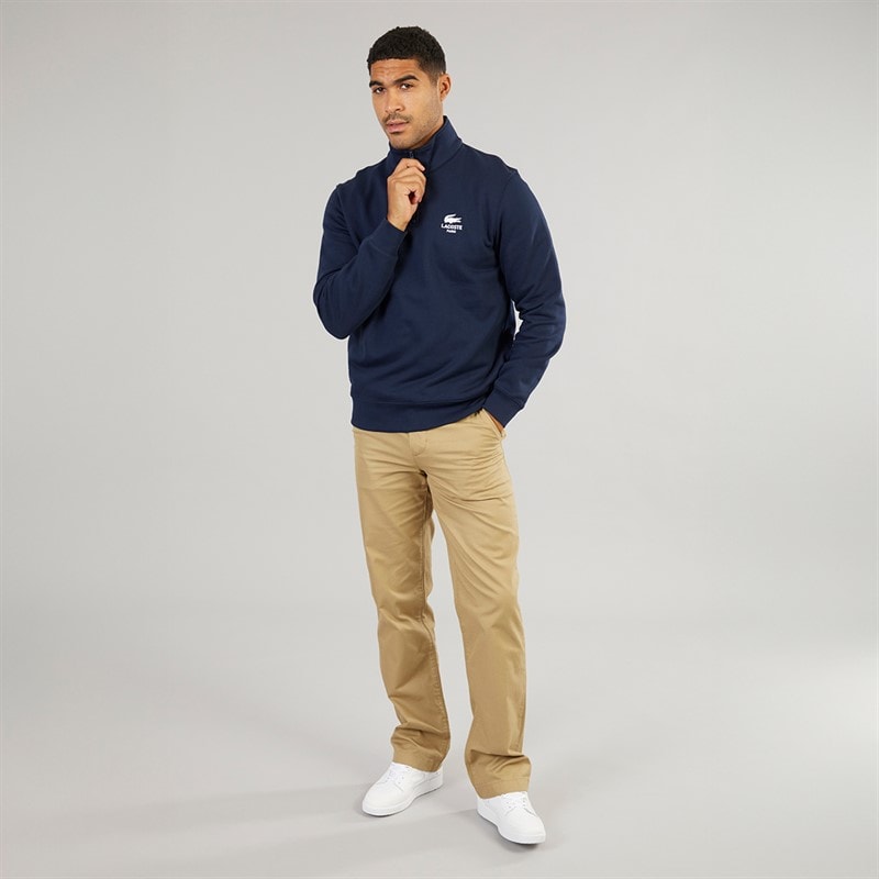 Lacoste Mens Quarter Zip Sweatshirt Navy Blue - Image 4