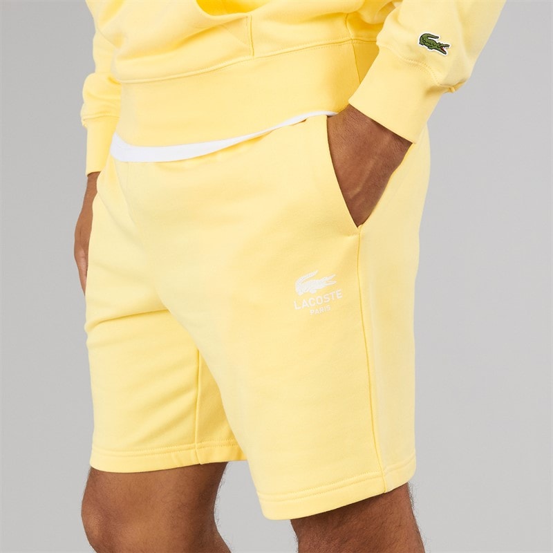 Lacoste Mens Fleece Shorts Yellow - Image 3