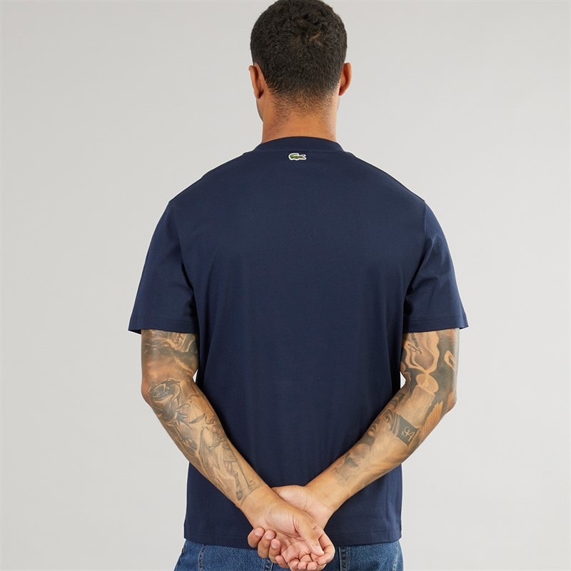 Lacoste Mens Lacoste Print T-Shirt Navy Blue - Image 2