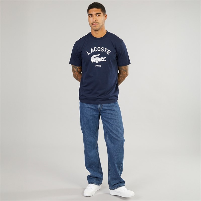 Lacoste Mens Lacoste Print T-Shirt Navy Blue - Image 3
