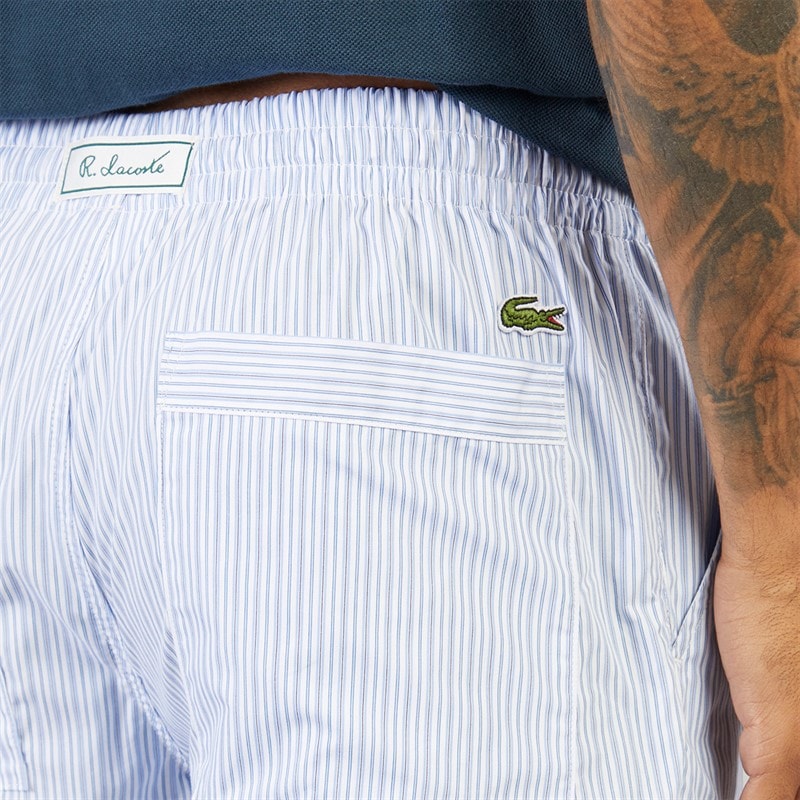 Lacoste Mens Stripe Shorts Overview/White - Image 3
