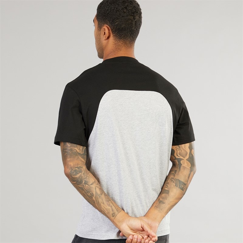 Lacoste Mens Colour Block T-Shirt Silver Chine/Black Silver Chine/Black Black - Image 2