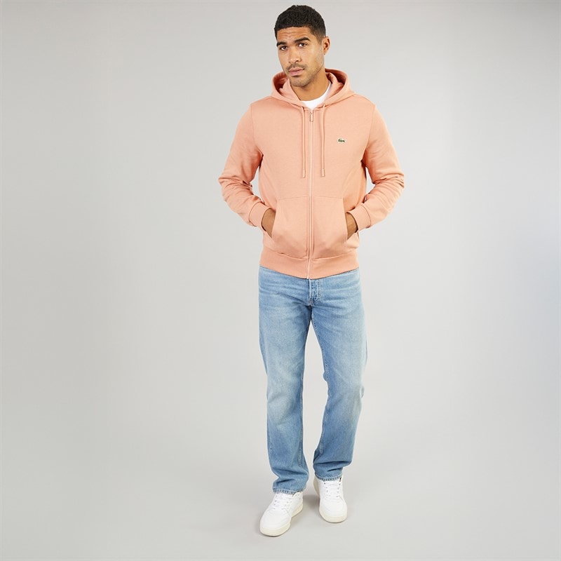 Lacoste Mens Zip Up Hoodie Latte - Image 4