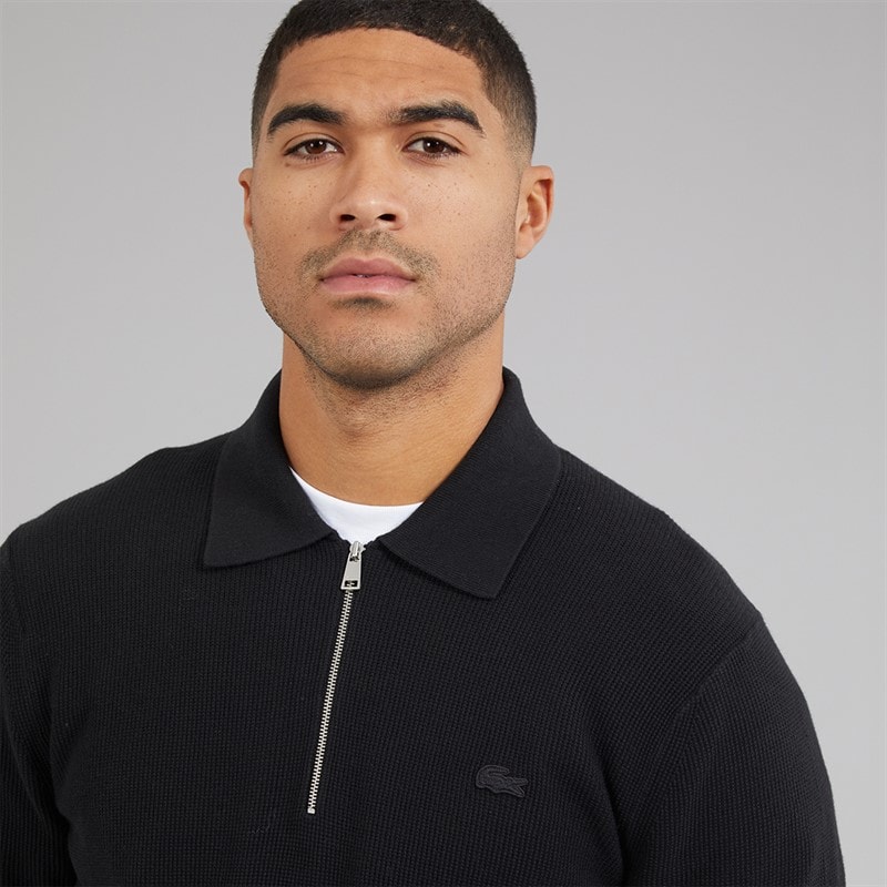 Lacoste Mens 1/4 Zip Polo Neck Jumper Black - Image 3