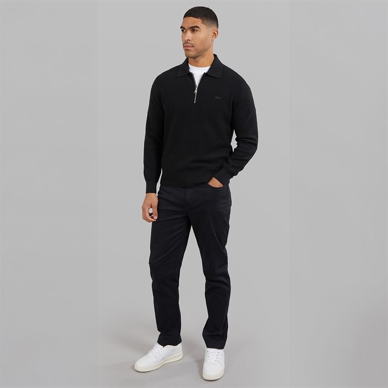 Lacoste Mens 1/4 Zip Polo Neck Jumper Black - Image 4