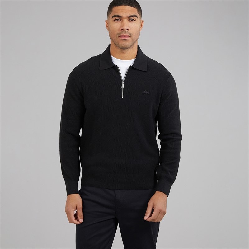 Lacoste Mens 1/4 Zip Polo Neck Jumper Black - Image 5