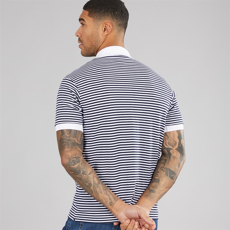 Lacoste Mens Polo Shirt White/Navy Blue - Image 2