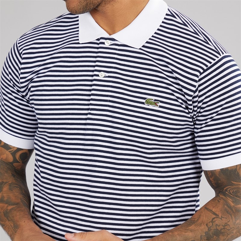 Lacoste Mens Polo Shirt White/Navy Blue - Image 3