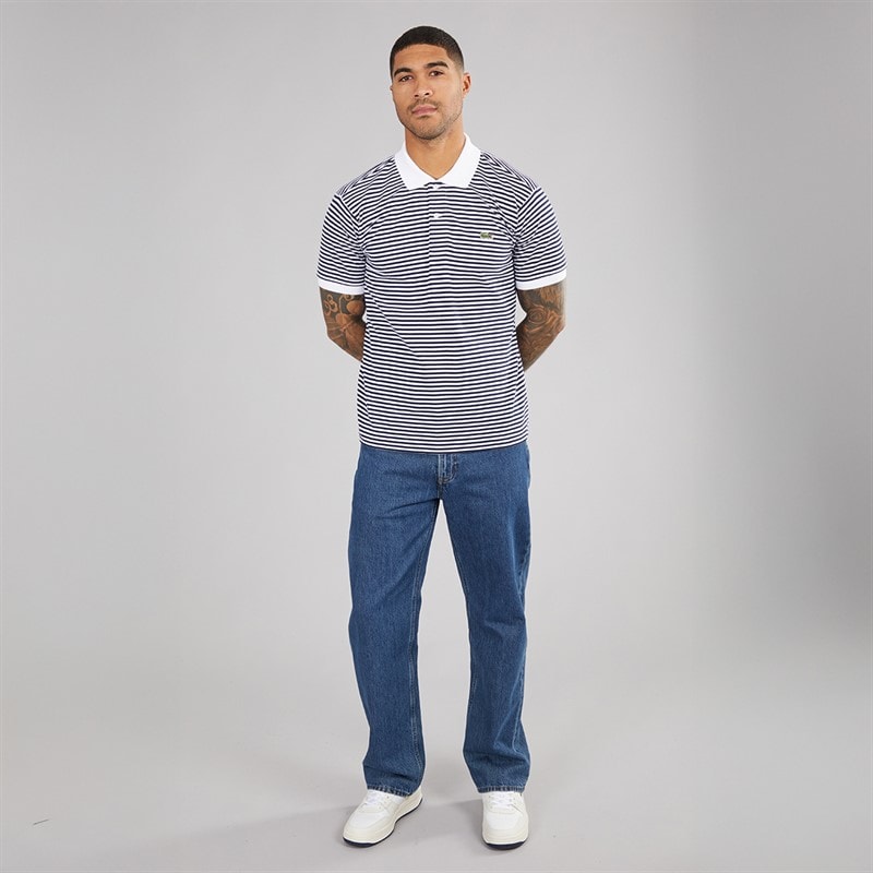 Lacoste Mens Polo Shirt White/Navy Blue - Image 4