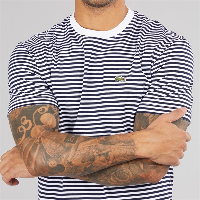 Lacoste Mens T-Shirt White/Navy Blue - Image 3