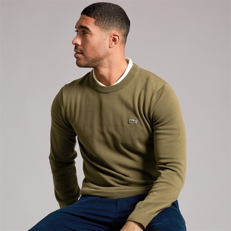 Lacoste Mens Crew Neck Jumper Olive - Image 1