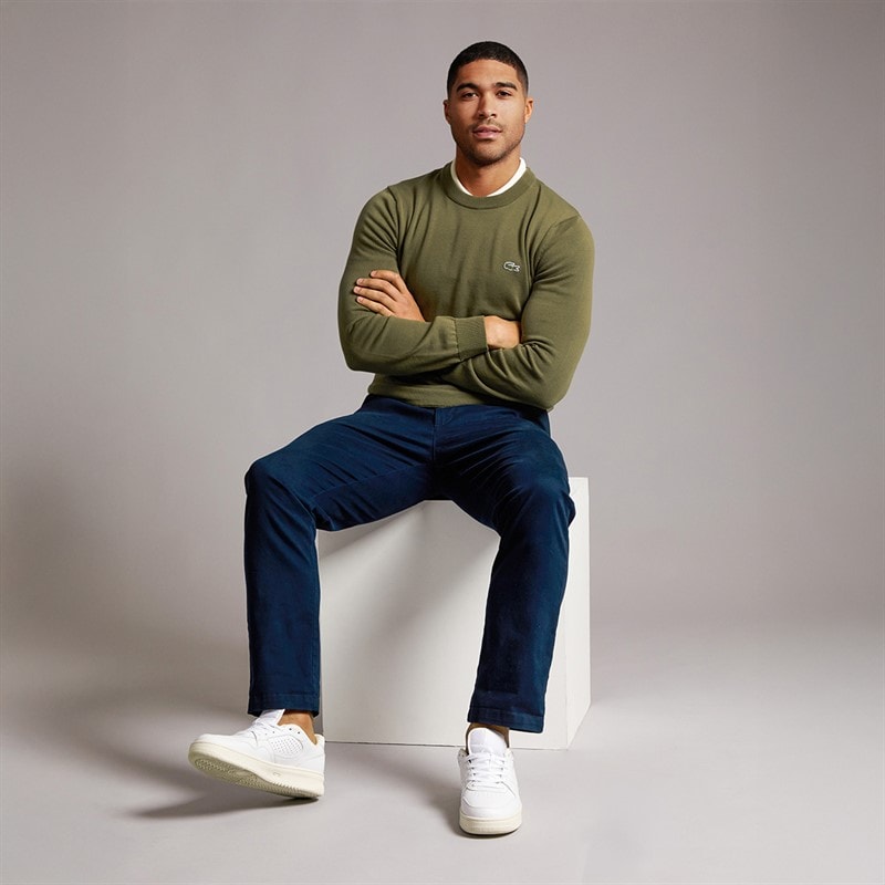 Lacoste Mens Crew Neck Jumper Olive - Image 4