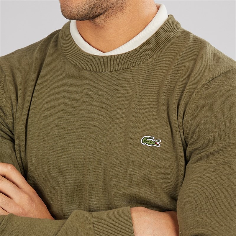 Lacoste Mens Crew Neck Jumper Olive - Image 5