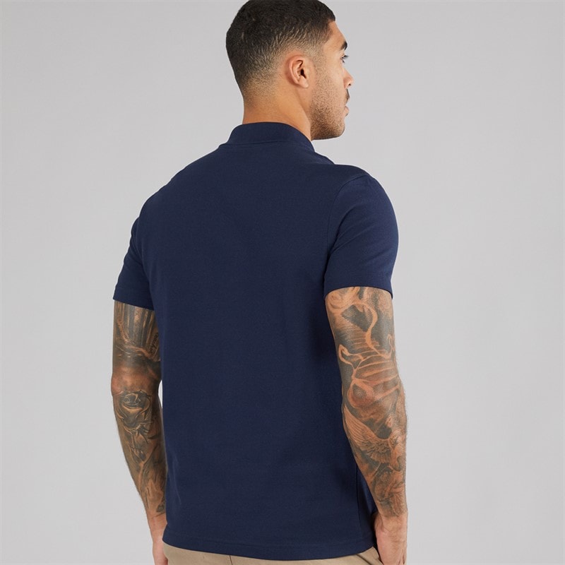 Lacoste Mens Polo Shirt Navy Blue/Flour Red Vermo - Image 2
