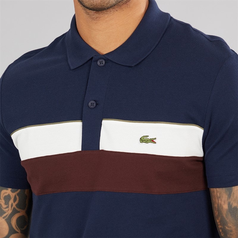 Lacoste Mens Polo Shirt Navy Blue/Flour Red Vermo - Image 3