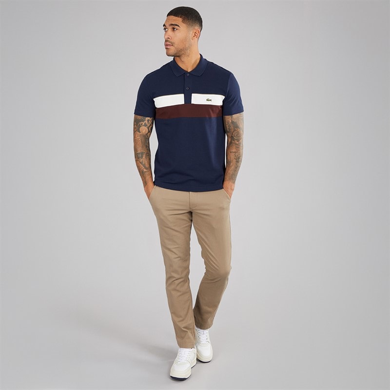 Lacoste Mens Polo Shirt Navy Blue/Flour Red Vermo - Image 4