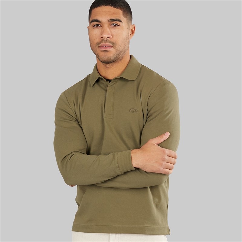 Lacoste Mens Long Sleeve Polo Shirt Olive - Image 1