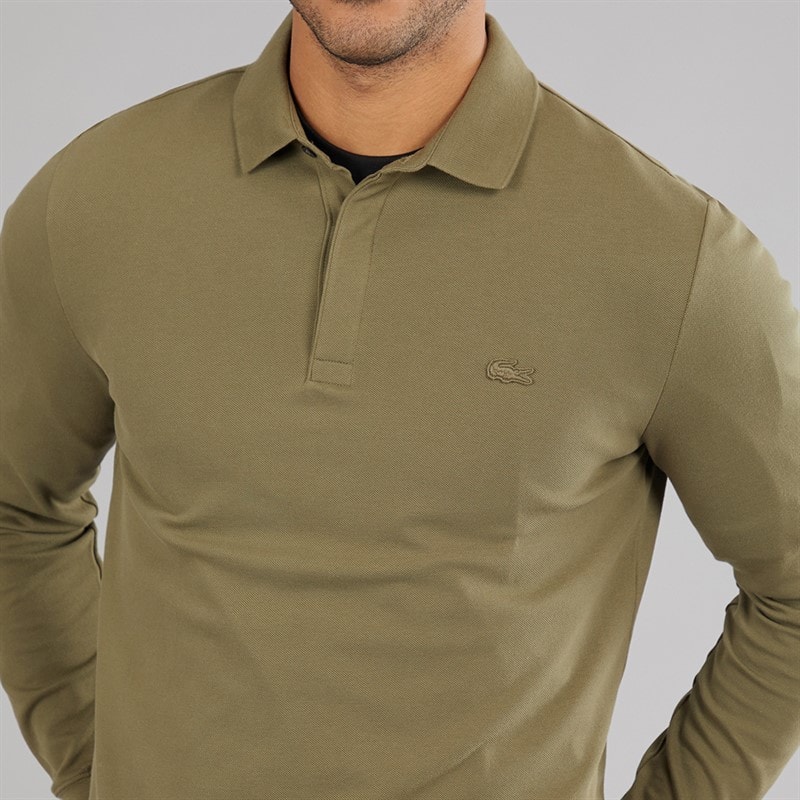 Lacoste Mens Long Sleeve Polo Shirt Olive - Image 3