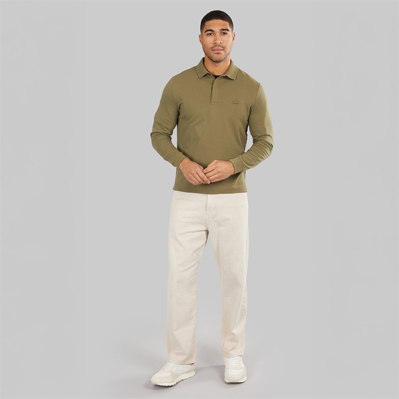 Lacoste Mens Long Sleeve Polo Shirt Olive - Image 4