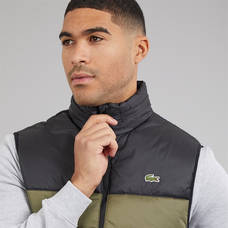 Lacoste Mens Puffer Gilet Olive/Black - Image 3