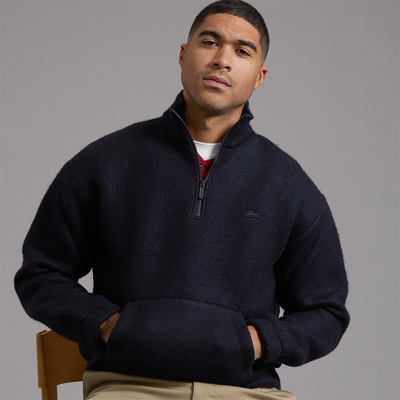 Lacoste Mens 1/4 Zip Fleece Sweatshirt Abysm