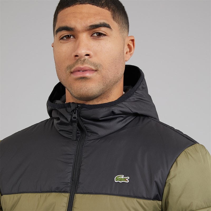 Lacoste Mens Puffer Coat Olive/Black - Image 3