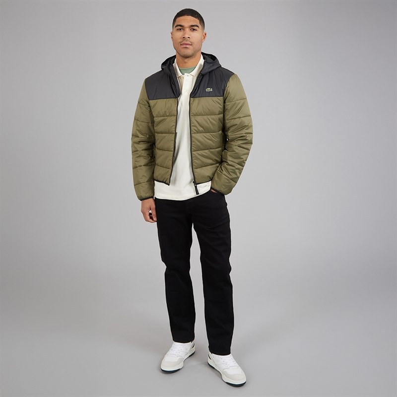 Lacoste Mens Puffer Coat Olive/Black - Image 4