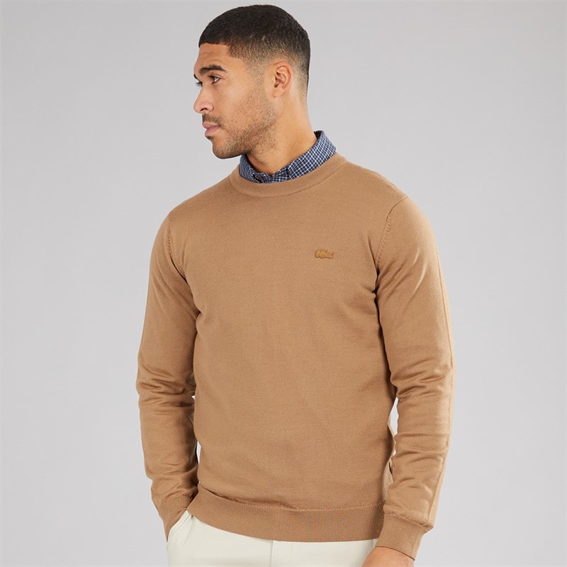Lacoste Mens Crew Neck Sweatshirt Date Brown - Image 3
