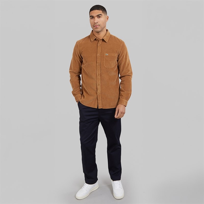 Lacoste Mens Long Sleeve Velour Shirt Date Brown - Image 4