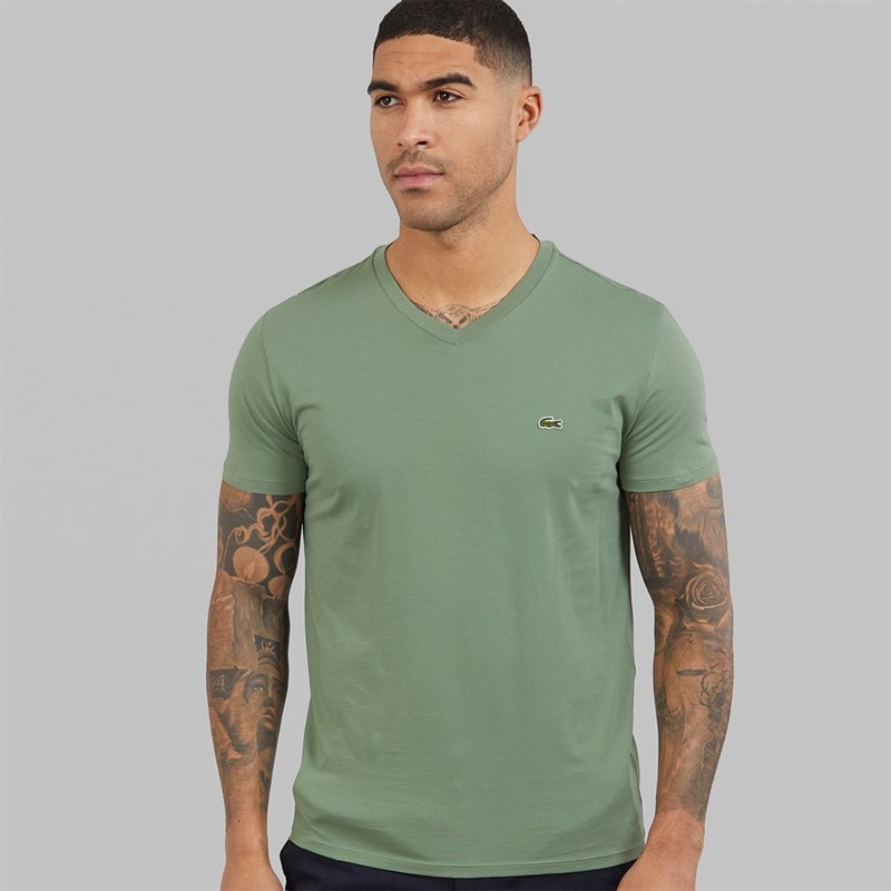 Lacoste Mens V-Neck T-Shirt Thyme - Image 1