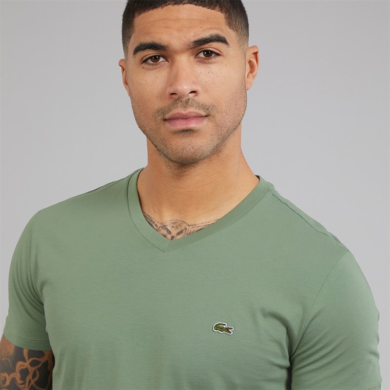 Lacoste Mens V-Neck T-Shirt Thyme - Image 3