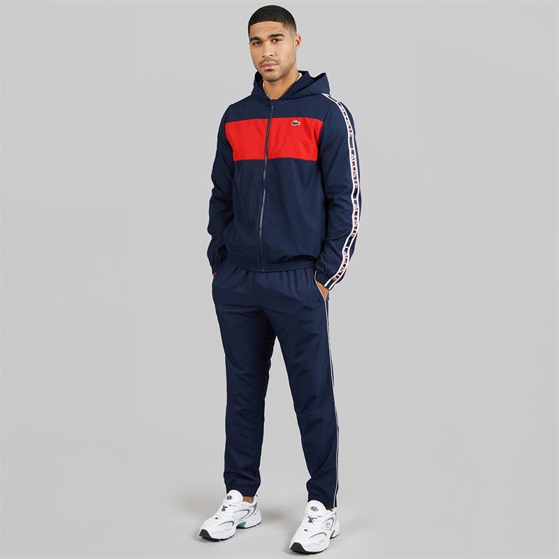 Lacoste Mens Colour Block Logo Stripe Jacket Navy Blue/Red Navy Blue/Red - Image 4