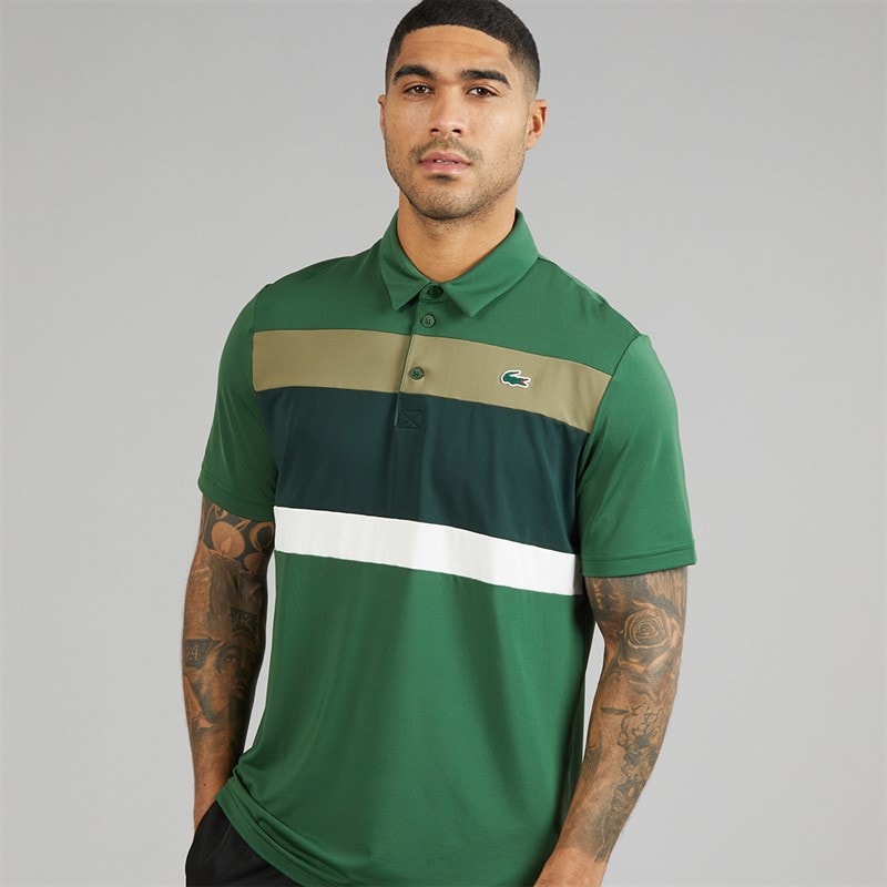 Lacoste Mens Regular Fit Colour Block Polo Shirt Green/Khaki Green - Image 1